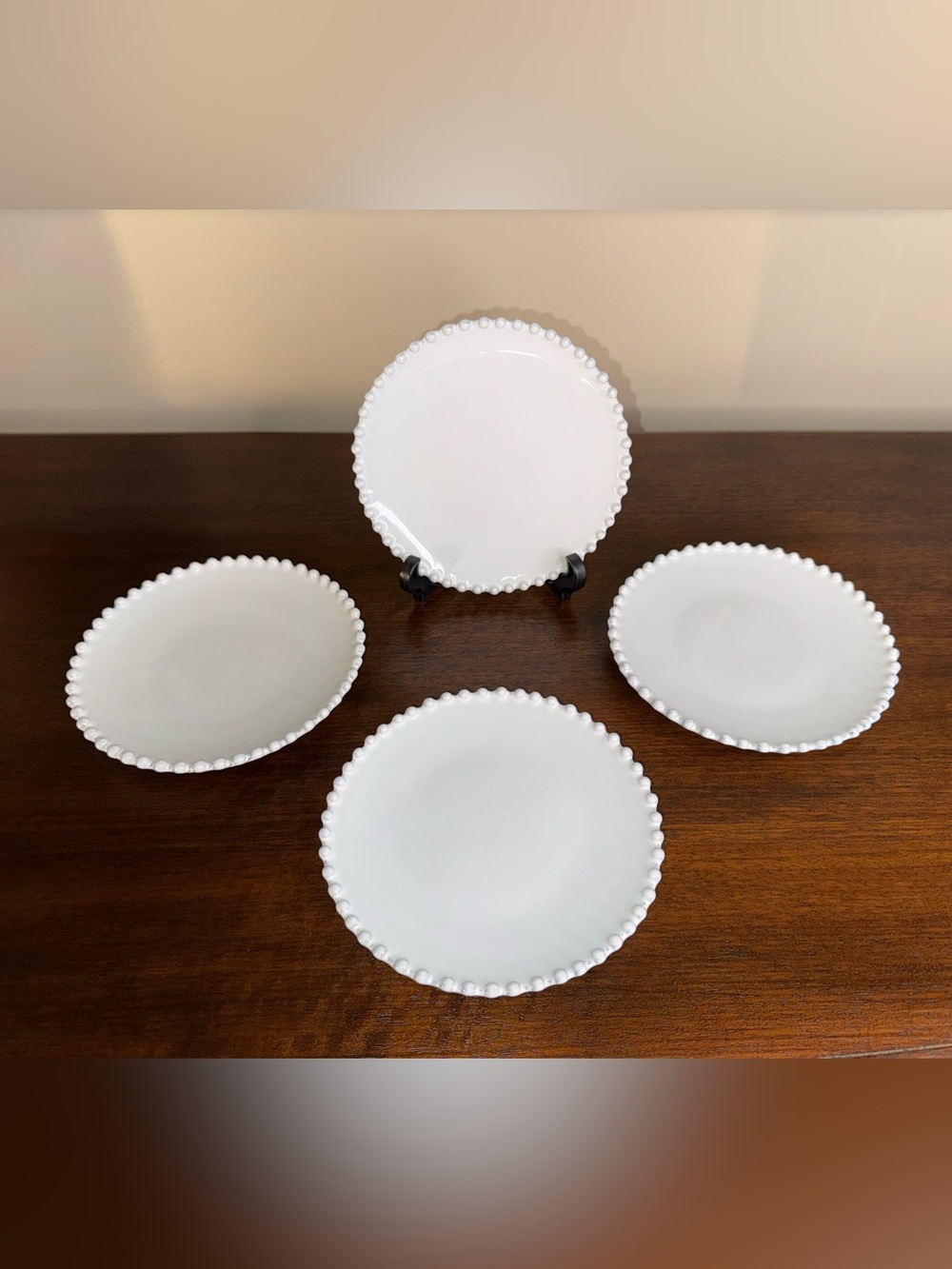 Costa Nov White Beaded Edge 6” Dessert Plates - Set of 4